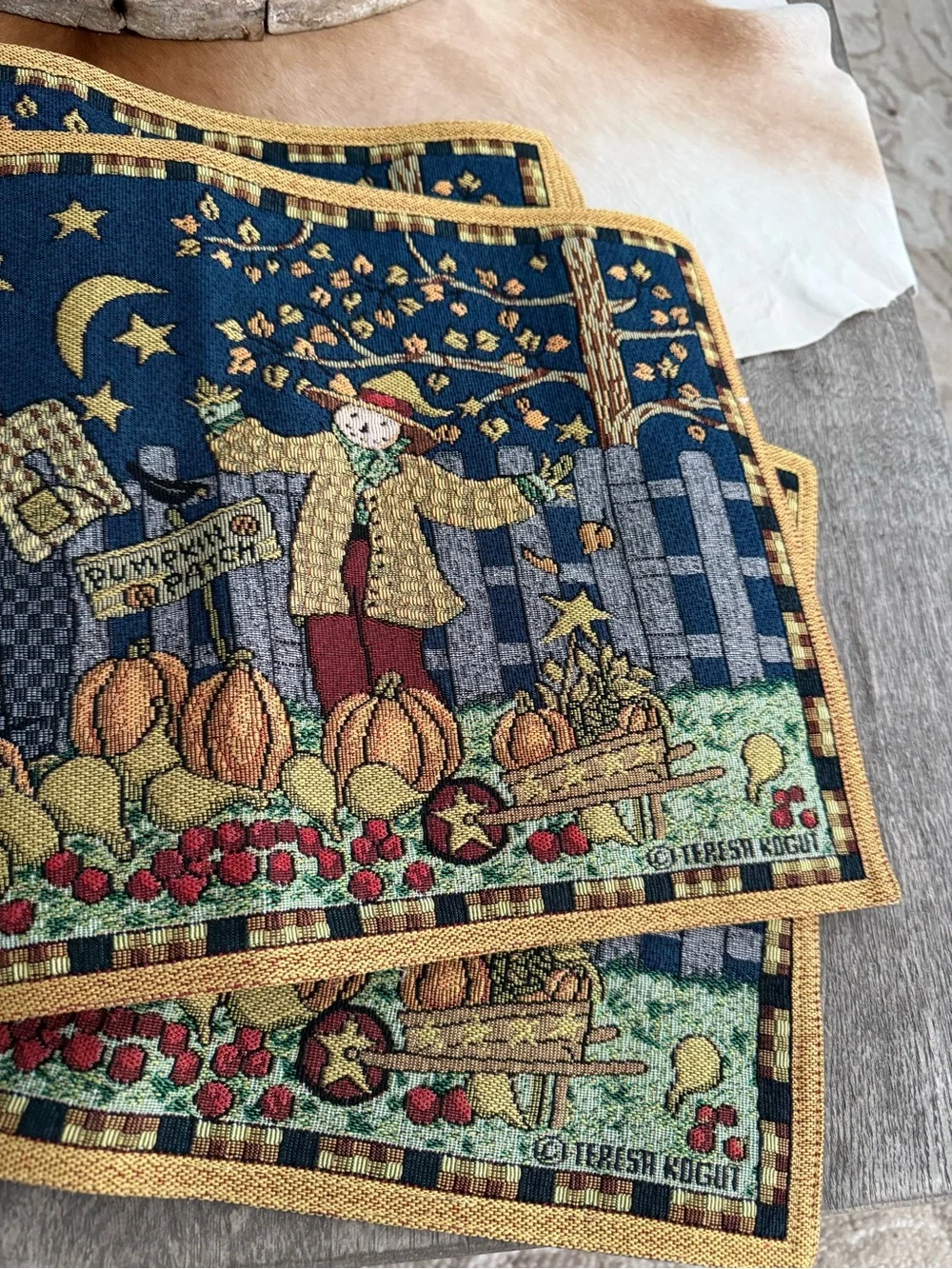 Teresa Kogut Autumn Harvest Decorative Placemats Set of 4 Pumpkin Patch